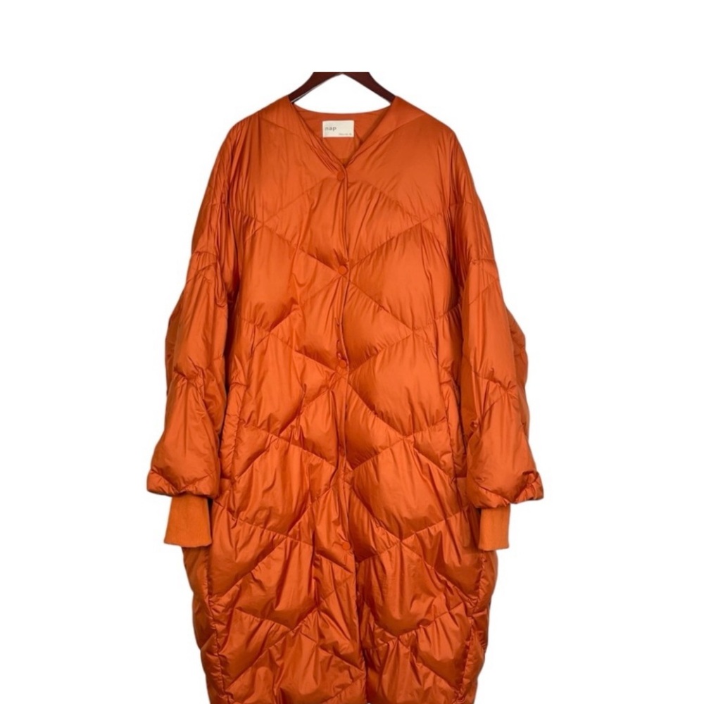 Nap Loungewear Ultra Light Down Coat in Orange Size XL